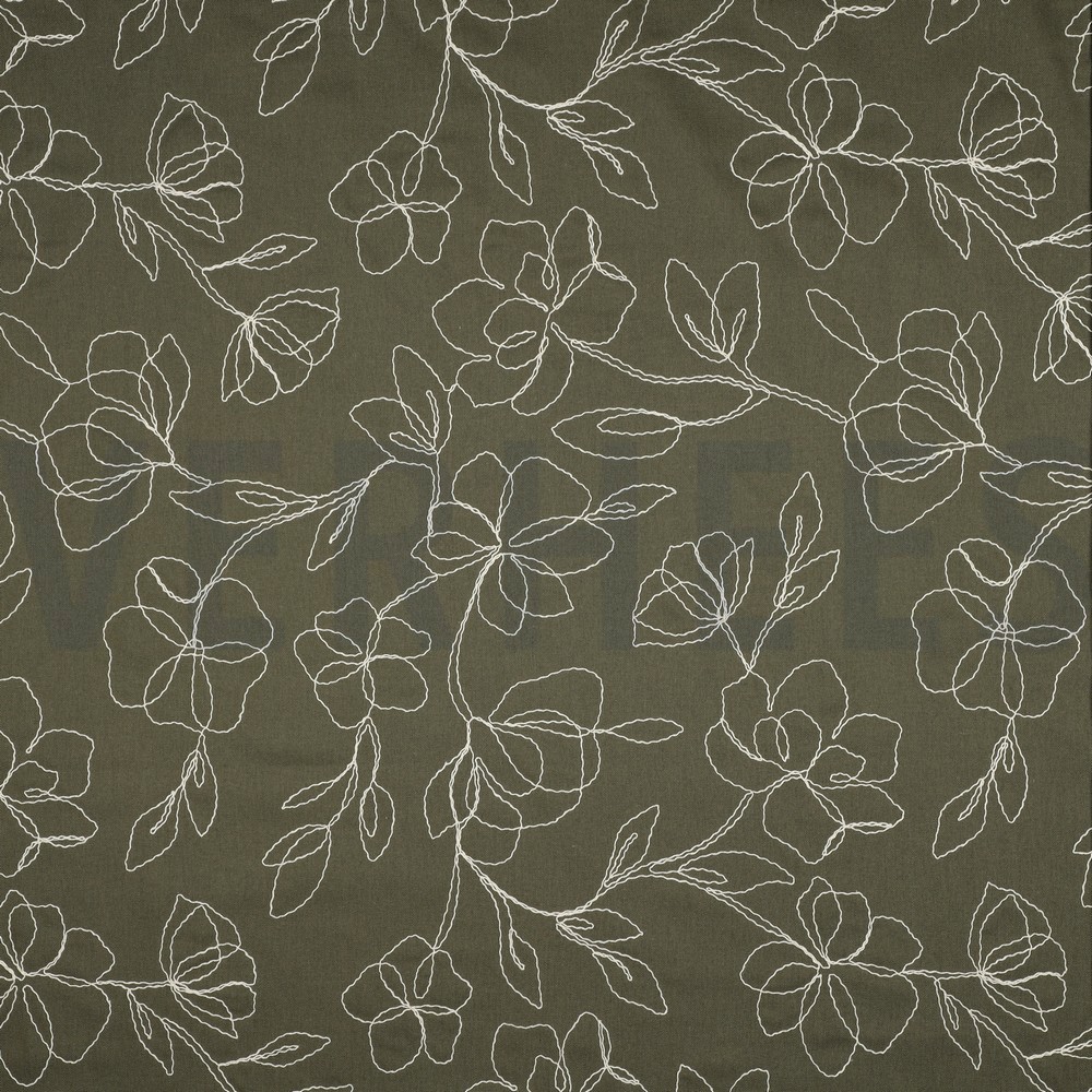 LINEN VISCOSE EMBROIDERY FLOWERS PICKLE