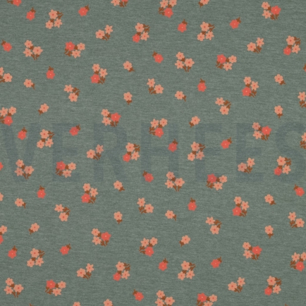 JERSEY MELANGE FLOWERS DARK MINT (hover)