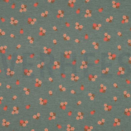 JERSEY MELANGE FLOWERS DARK MINT (hover)