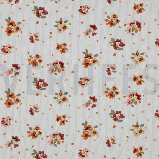 WAFFLE JERSEY FLOWERS WHITE #7