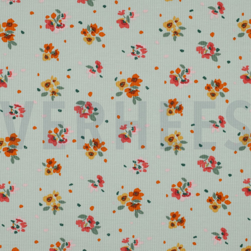 WAFELJERSEY BLOEMEN TEAL