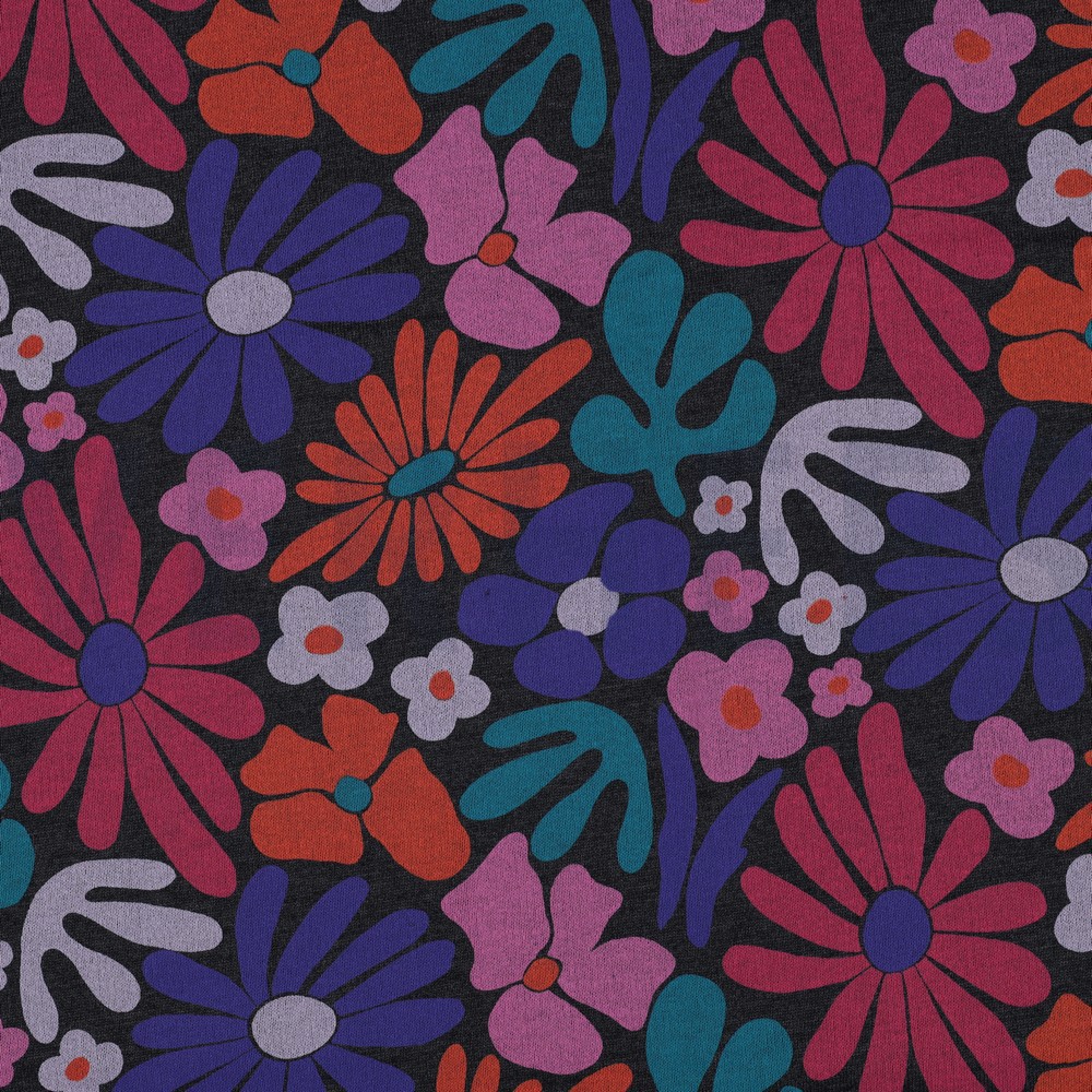 SWEAT MELANGE FLEURS INDIGO