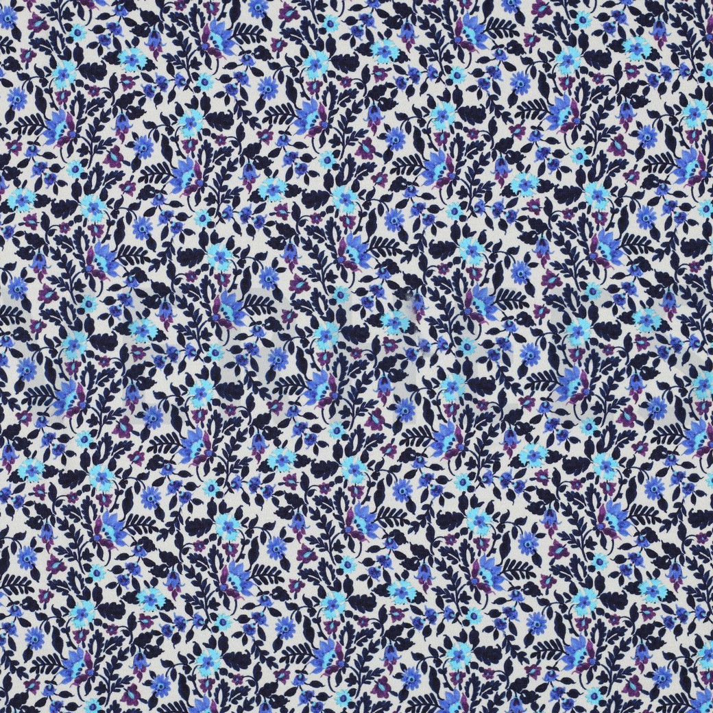 FRENCH TERRY DIGITAL FLEURS BLANC CASSÉ