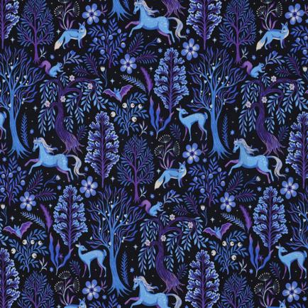 FRENCH TERRY DIGITAL FOREST ANIMALS NAVY (hover)