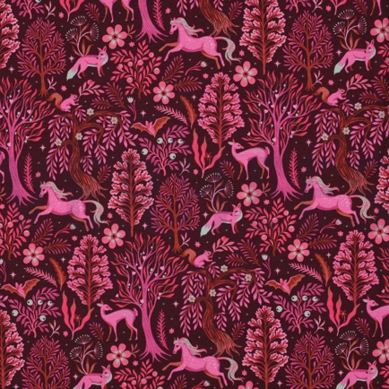 FRENCH TERRY DIGITAL WALDTIERE BORDEAUXROT (hover)