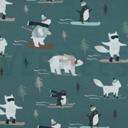 FRENCH TERRY DIGITAL WINTER ANIMALS SAGE (thumbnail)