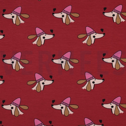 FRENCH TERRY HUNDE UND HERZEN ROT (hover)