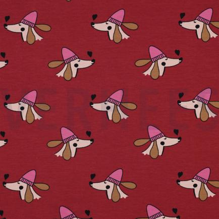 FRENCH TERRY DOGS AND HEARTS RED (hover)