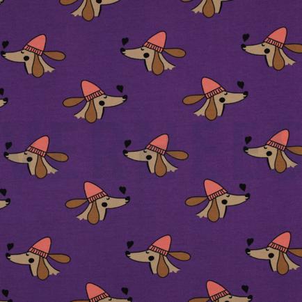 FRENCH TERRY DOGS AND HEARTS PURPLE (hover)