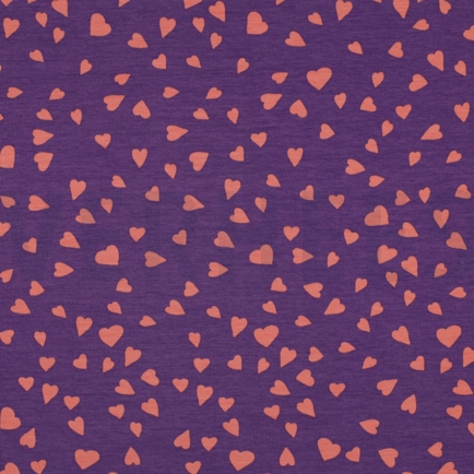 FRENCH TERRY HUNDE UND HERZEN LILA/VIOLETT (hover)