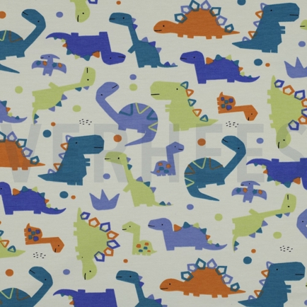 FRENCH TERRY DINOSAURIER GEBROCHEN WEISS (hover)