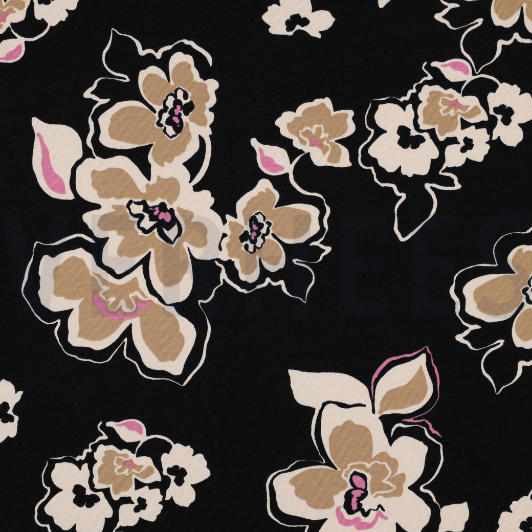 FRENCH TERRY FLOWERS BLACK