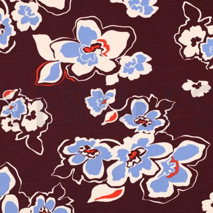 FRENCH TERRY FLOWERS BURGUNDY (hover)