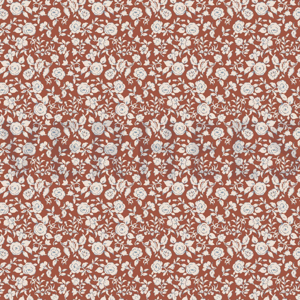 BAMBUS BAUMWOLL JERSEY BLUMEN DUNKELROT