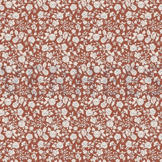 BAMBUS BAUMWOLL JERSEY BLUMEN DUNKELROT #7