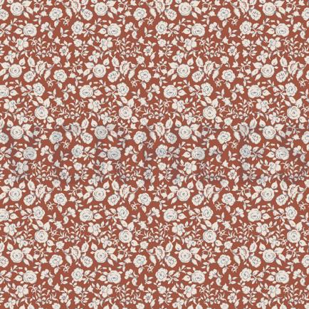 BAMBOE KATOEN JERSEY BLOEMEN DONKERROOD (hover)