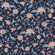 BAMBOE KATOEN JERSEY BLOEMEN MARINEBLAUW (thumbnail)