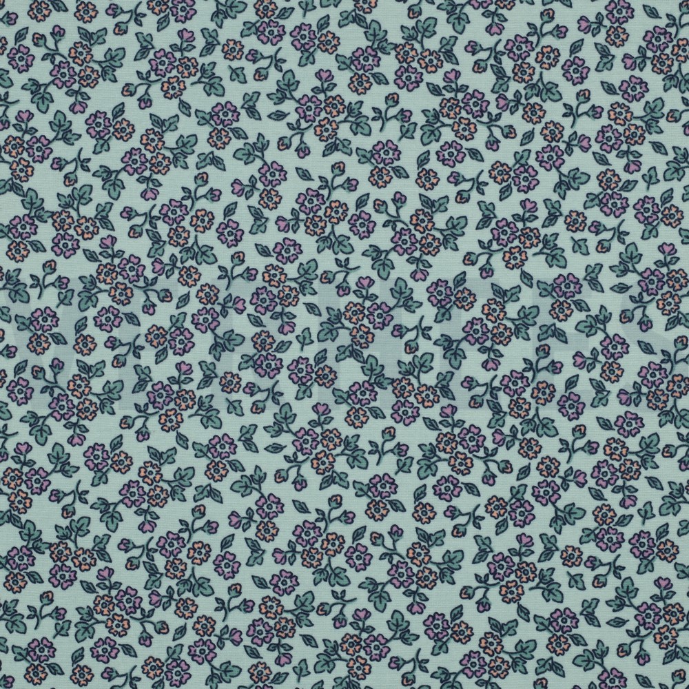 FLANELLE FLEURS MENTHE