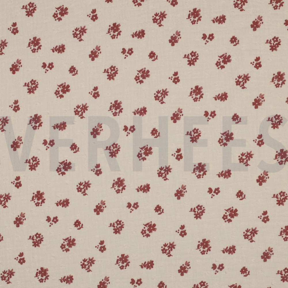 DOUBLE GAUZE DOBBY FLOWERS PEACH