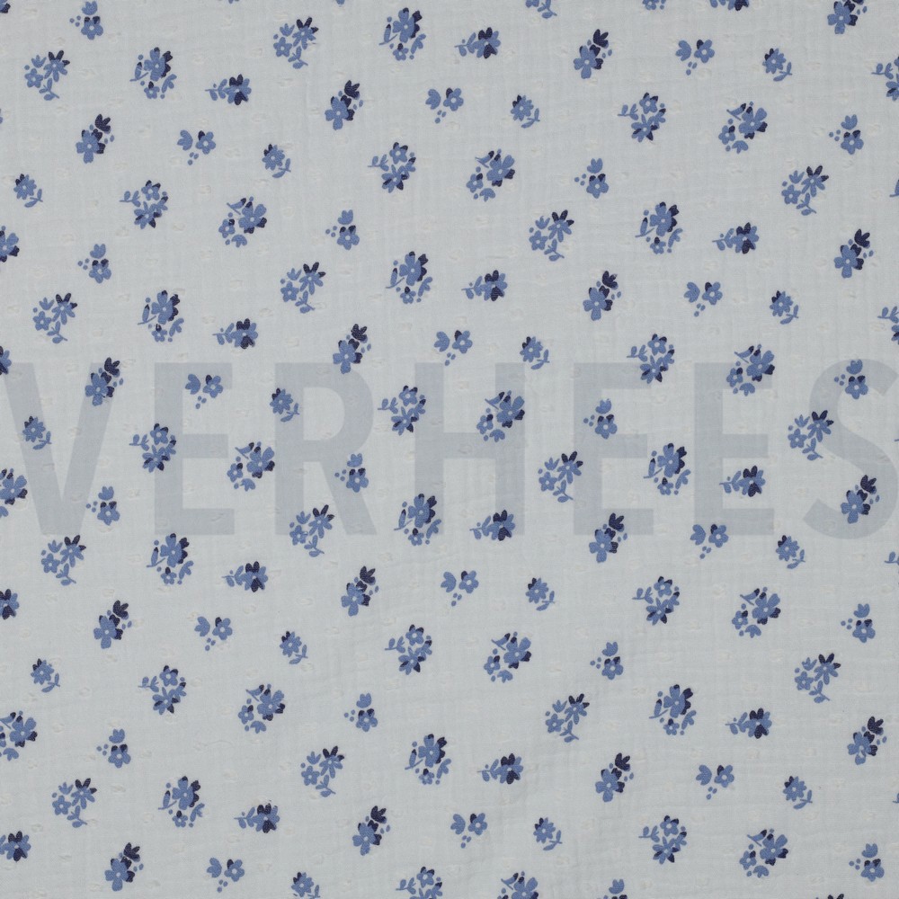 DOUBLE GAUZE DOBBY FLOWERS WHITE