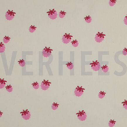 BAUMWOLLE POPELINE GOTS NATUR BEEREN NATUR/FUCHSIA (hover)
