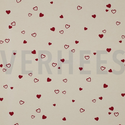 JERSEY GOTS NATURAL HEARTS NATURAL / FUCHSIA (hover)