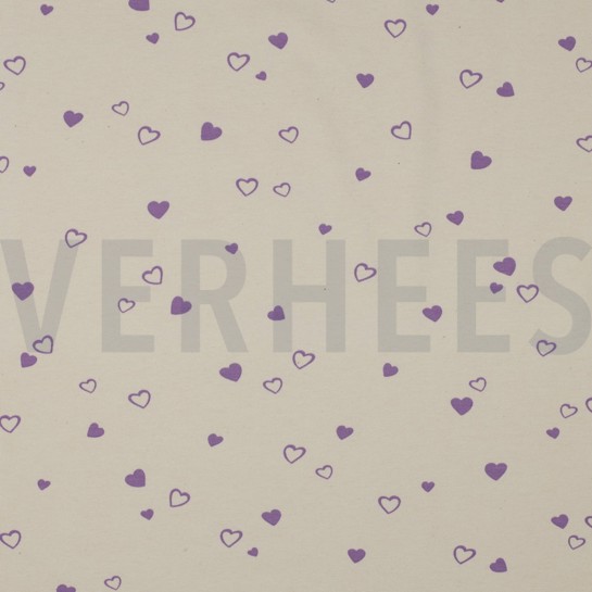 JERSEY GOTS NATURAL HEARTS NATURAL/LILAC #7