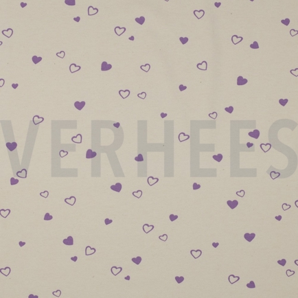 JERSEY GOTS NATURAL HEARTS NATURAL / LILAC (hover)