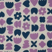 DOUBLE GAZE DE COTON GOTS NATUREL FORMES D’AMOUR NATUREL/PÉTROLE (thumbnail)