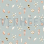 TOILE DÉCORATION DIGITAL COQUILLAGES BLEU CLAIR (thumbnail)