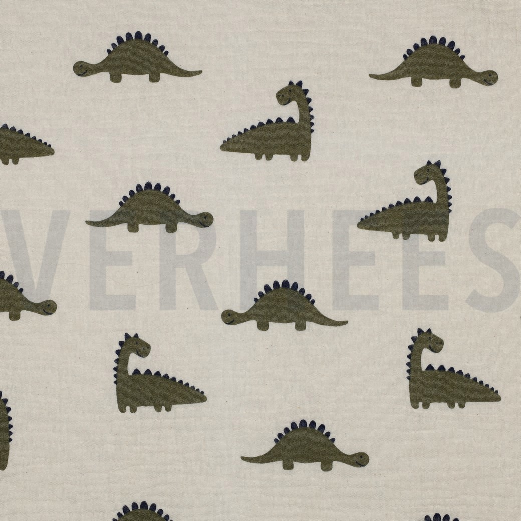 DOUBLE GAUZE GOTS NATURAL DINOSAURUSSEN NATUREL