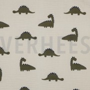 DOUBLE GAUZE GOTS NATURAL DINOSAURUSSEN NATUREL (thumbnail)