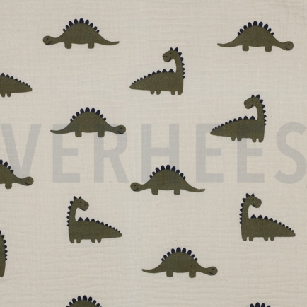 DOUBLE GAZE DE COTON GOTS NATUREL DINOSAURES NATUREL (hover)