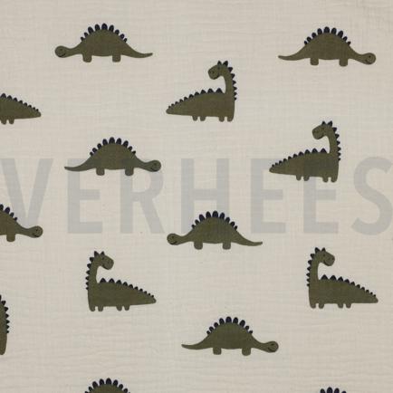 DOUBLE GAUZE GOTS NATUREL DINOSAURUSSEN NATUREL (hover)