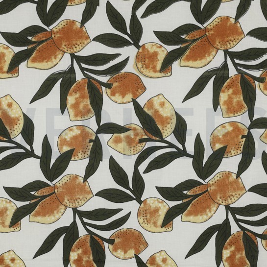 HANDCRAFTED BLOCK-PRINTED COTTON LEMONS WHITE #7