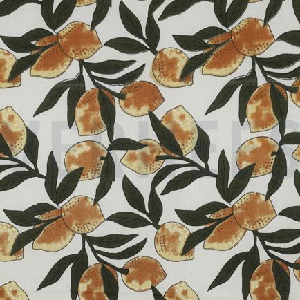 HANDCRAFTED BLOCK-PRINTED COTTON LEMONS WHITE (hover)