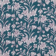 HANDCRAFTED BLOCK-PRINTED COTTON FLOWERS PETROL (thumbnail)