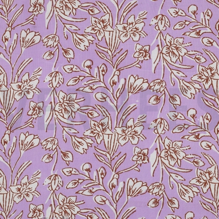 HANDCRAFTED BLOCK-PRINTED COTTON FLOWERS LILAC (hover)