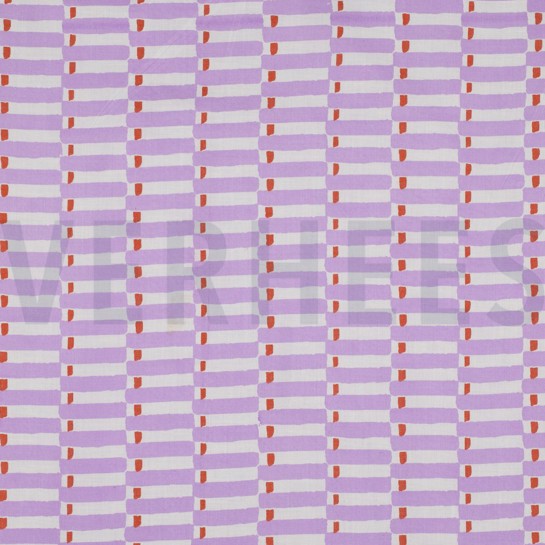 COTON IMPRIMÉ BLOCK FAIT MAIN GÉOMÉTRIQUE LILAS #7