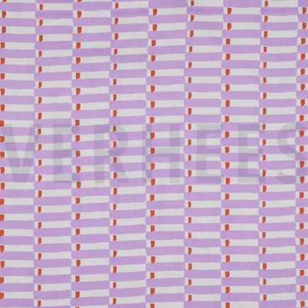 HANDCRAFTED BLOCK-PRINTED COTTON GEOMETRIC LILAC (hover)