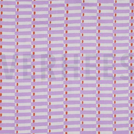 COTON IMPRIMÉ BLOCK FAIT MAIN GÉOMÉTRIQUE LILAS (hover)