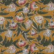 HANDCRAFTED BLOCK-PRINTED COTTON FLOWERS OCHRE (thumbnail)