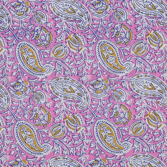 HANDGEFERTIGTE BLOCKGEDRUCKTE BAUMWOLLE PAISLEY ROSA #7