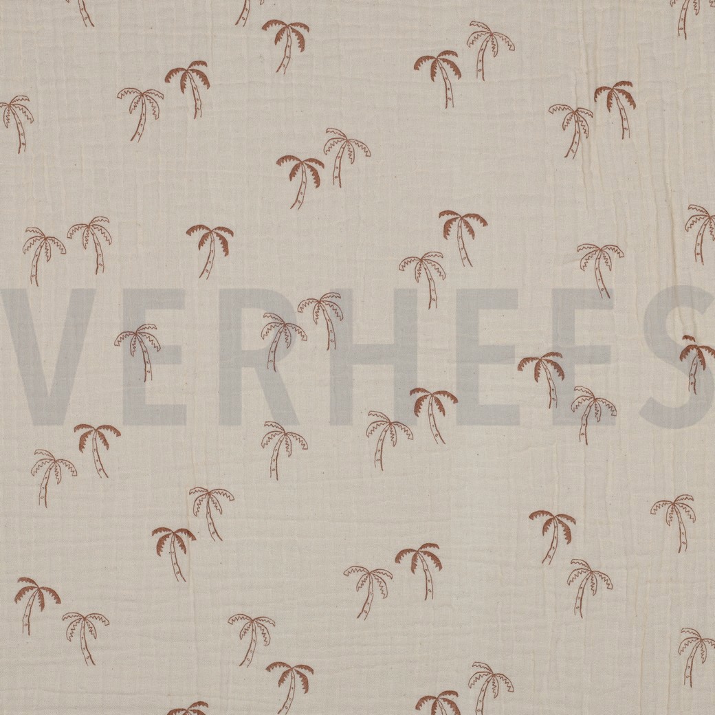 DOUBLE GAUZE GOTS NATURAL PALMTREES NATURAL