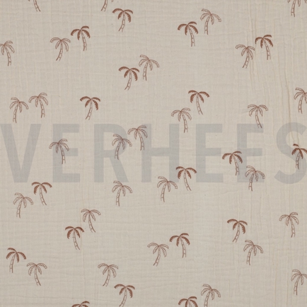 DOUBLE GAZE DE COTON GOTS NATUREL PALMIERS NATUREL (hover)