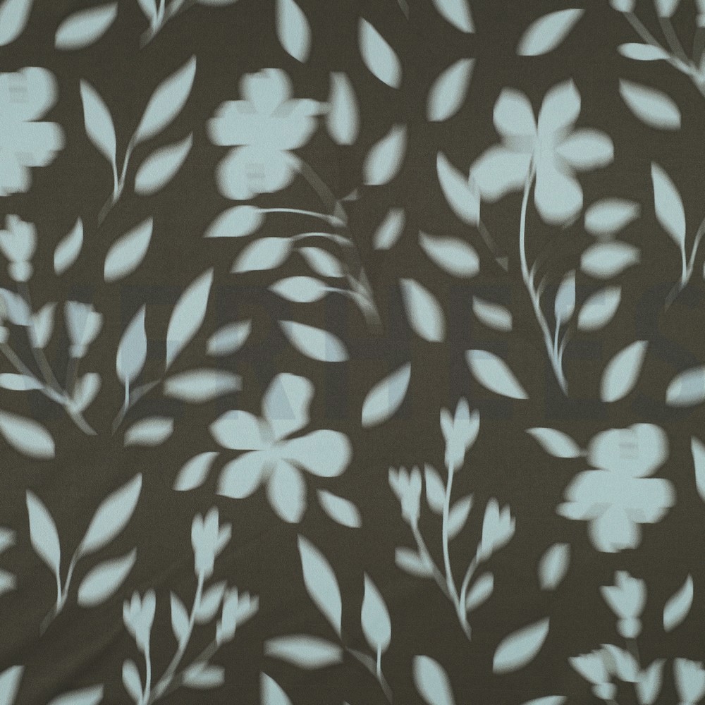 ROYAL MICRO SATIN DIGITAL FLOWERS ARMY GREEN