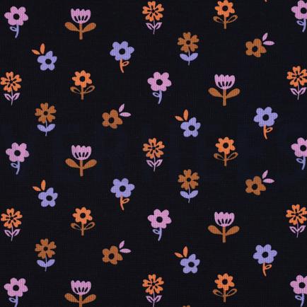 JERSEY GAUFRÉ FLEURS BLEU MARINE (hover)