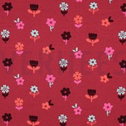 JERSEY GAUFRÉ FLEURS ROUGE FONCÉ (thumbnail)