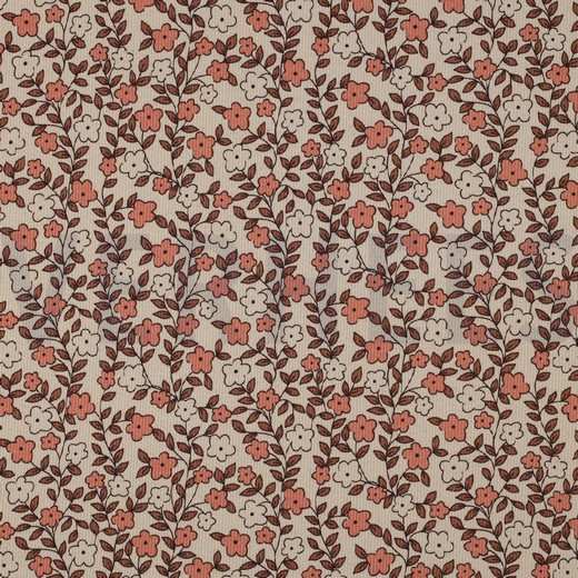 RIB JERSEY GOTS NATURAL FLOWERS NATURAL