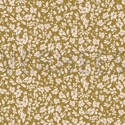 VISCOSE ROSELLA STRETCH BLOEMEN OLIJF (hover)